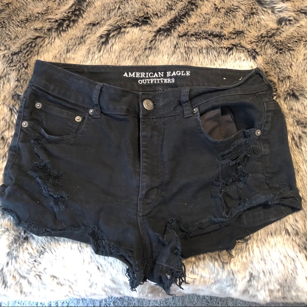 Black High Waisted Denim Shorts